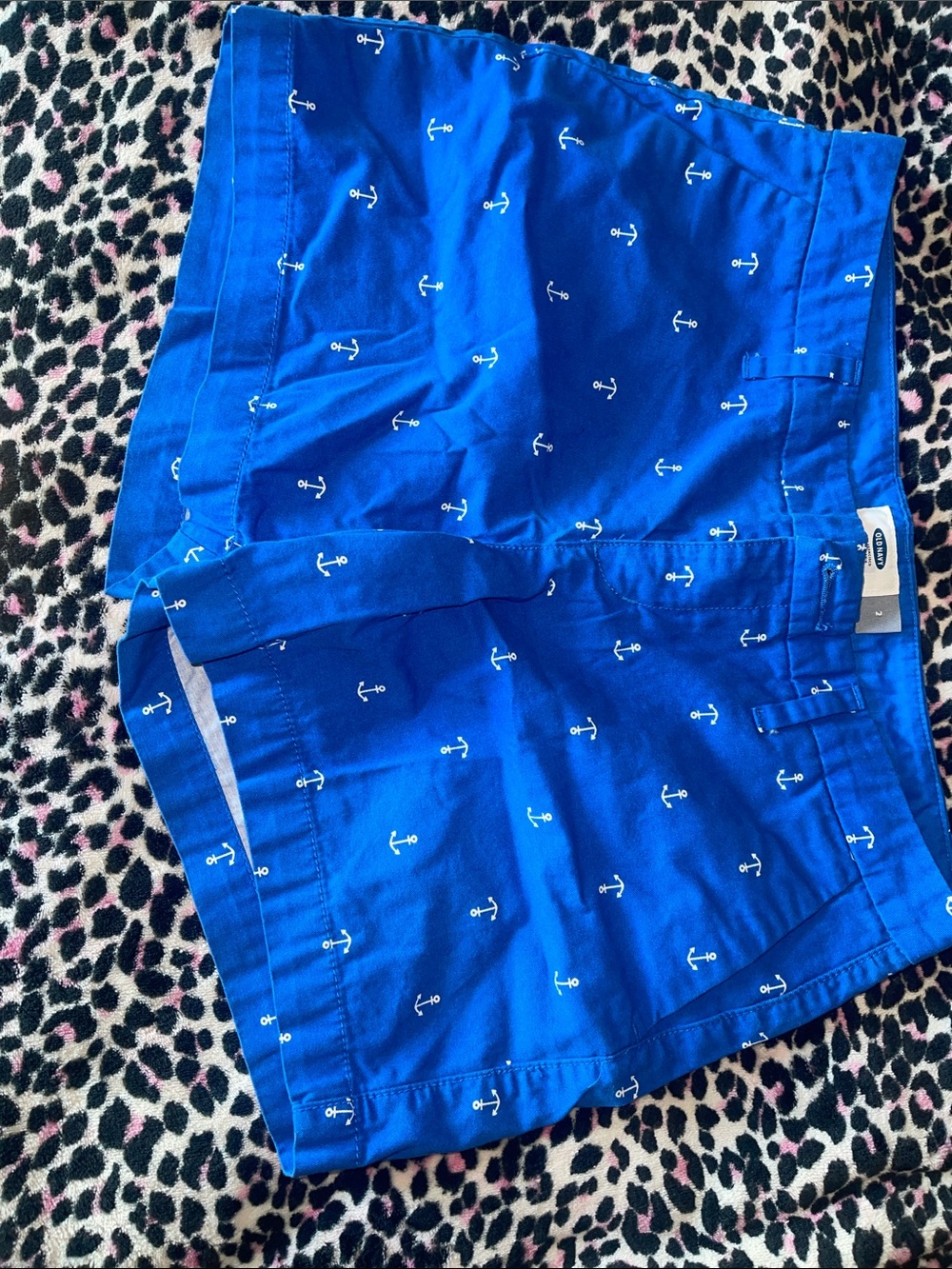 Old Navy Royal Blue Anchor Print High-Waist Shorts